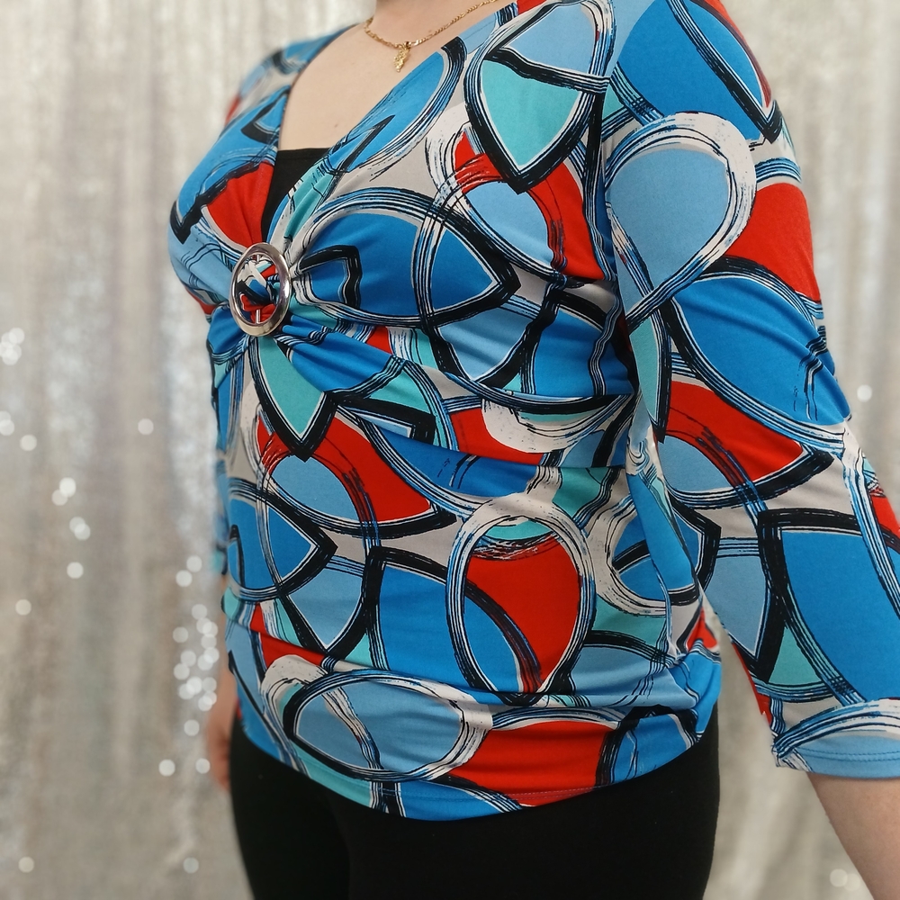 Vibrant Blue and Red Women's Top